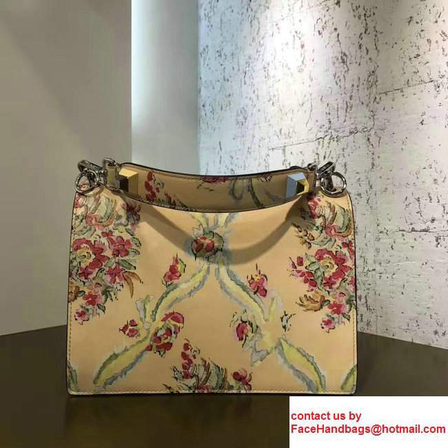 Fendi Kan I Cream Floral Print With Multicolored Buds Runway Flowers Bag 2017