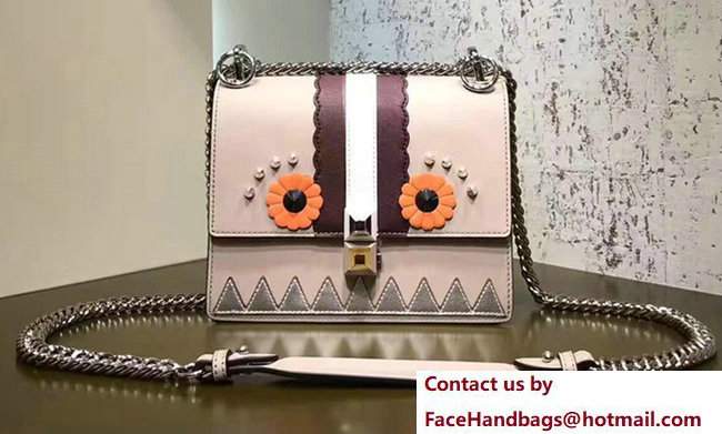 Fendi Kan I Small Studs And Flower Details Constrasting Inlays Mini Bag Grey 2017