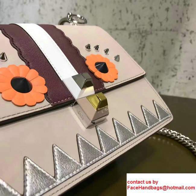 Fendi Kan I Small Studs And Flower Details Constrasting Inlays Mini Bag Grey 2017