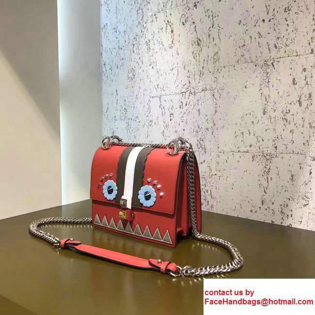 Fendi Kan I Small Studs And Flower Details Constrasting Inlays Mini Bag Red 2017