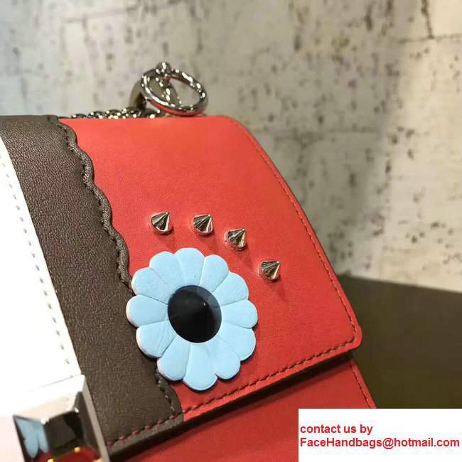 Fendi Kan I Small Studs And Flower Details Constrasting Inlays Mini Bag Red 2017