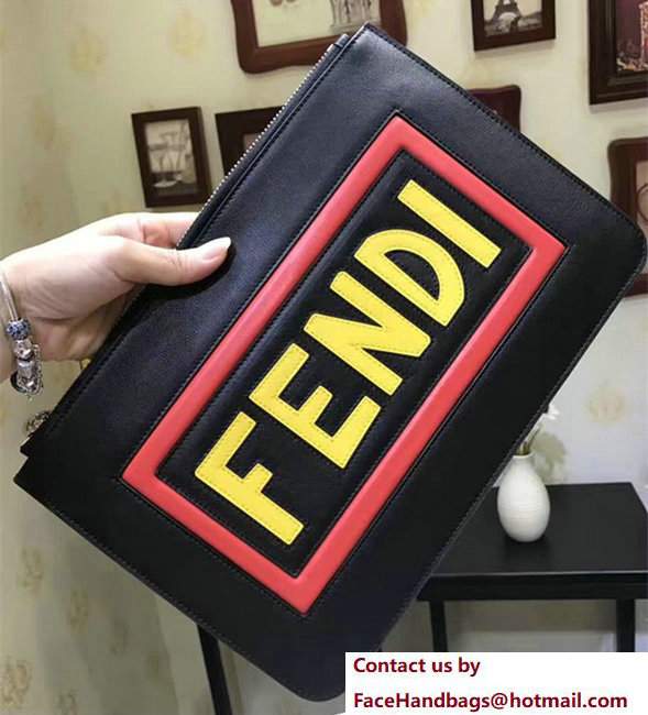 Fendi Monster Clutch Bag Black