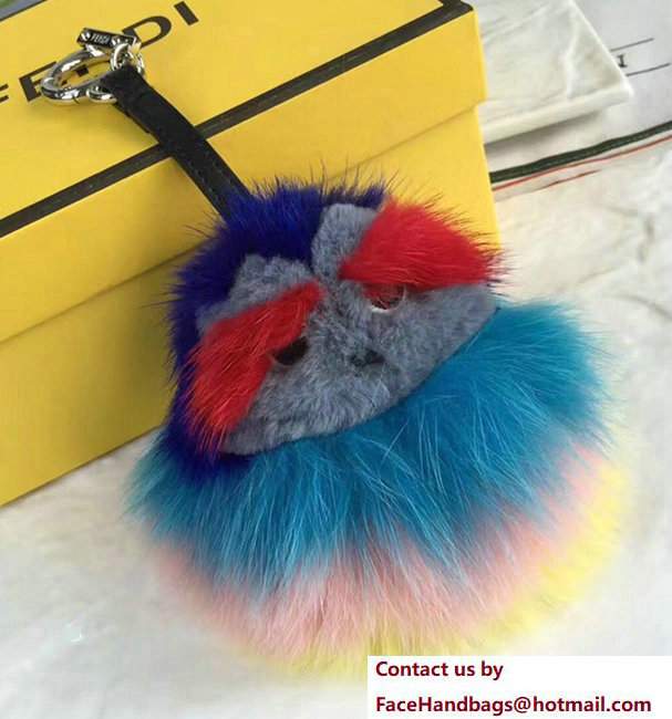 Fendi Multicolored Fur Bag Charm Blue/Red/Gary/Pink 2017