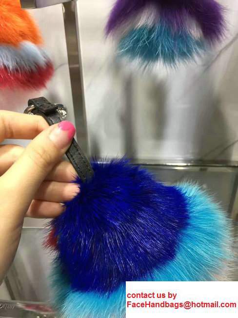 Fendi Multicolored Fur Bag Charm Blue/Red/Gary/Pink 2017