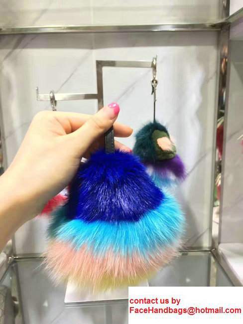 Fendi Multicolored Fur Bag Charm Blue/Red/Gary/Pink 2017