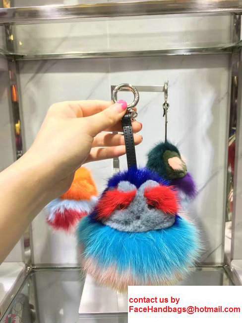 Fendi Multicolored Fur Bag Charm Blue/Red/Gary/Pink 2017