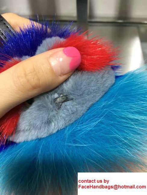 Fendi Multicolored Fur Bag Charm Blue/Red/Gary/Pink 2017