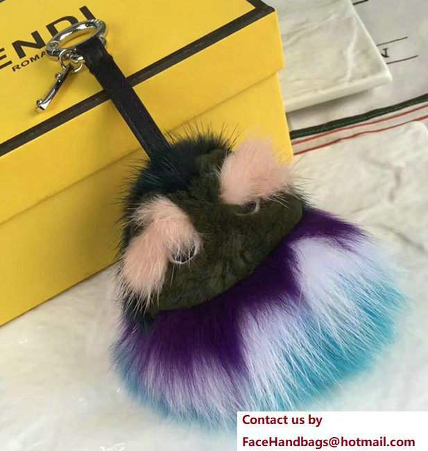 Fendi Multicolored Fur Bag Charm Dark Green/Purple/Bluey/Pink 2017