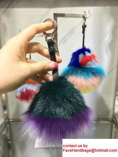 Fendi Multicolored Fur Bag Charm Dark Green/Purple/Bluey/Pink 2017