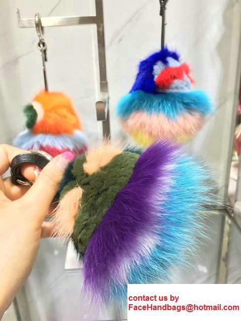 Fendi Multicolored Fur Bag Charm Dark Green/Purple/Bluey/Pink 2017