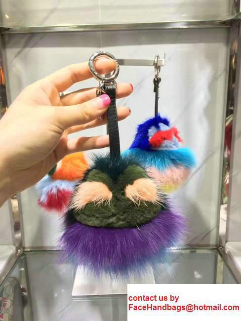 Fendi Multicolored Fur Bag Charm Dark Green/Purple/Bluey/Pink 2017