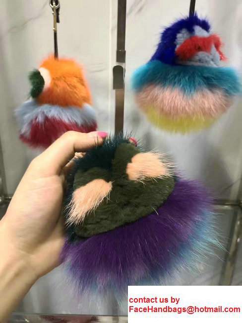 Fendi Multicolored Fur Bag Charm Dark Green/Purple/Bluey/Pink 2017