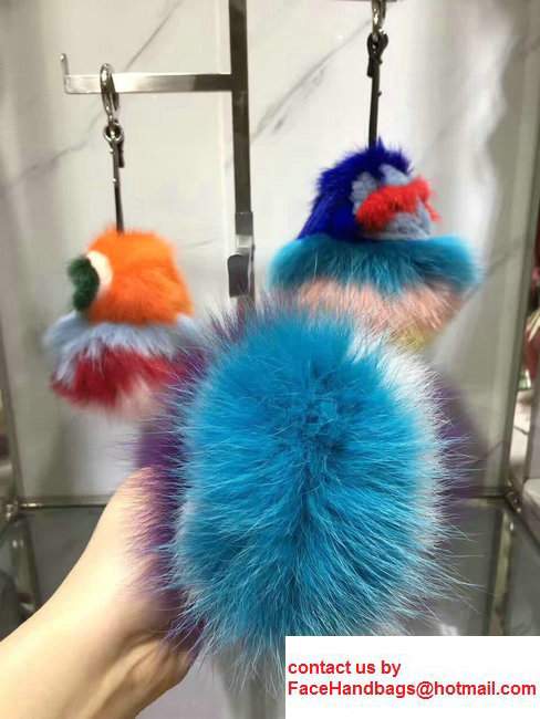 Fendi Multicolored Fur Bag Charm Dark Green/Purple/Bluey/Pink 2017