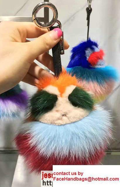 Fendi Multicolored Fur Bag Charm Yellow/Dark Green/Bluey/Pink 2017