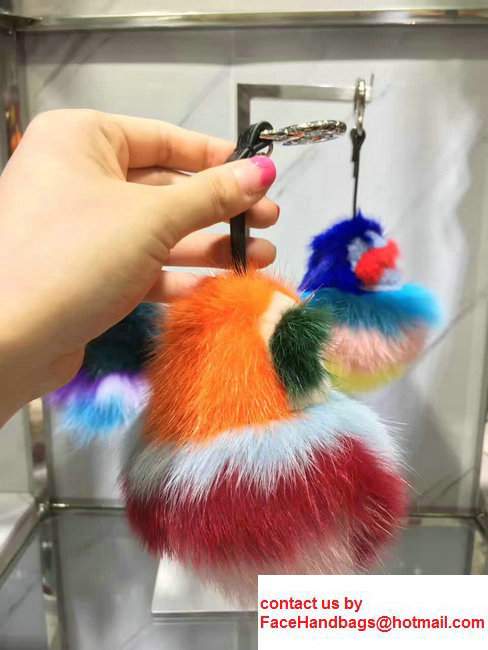 Fendi Multicolored Fur Bag Charm Yellow/Dark Green/Bluey/Pink 2017