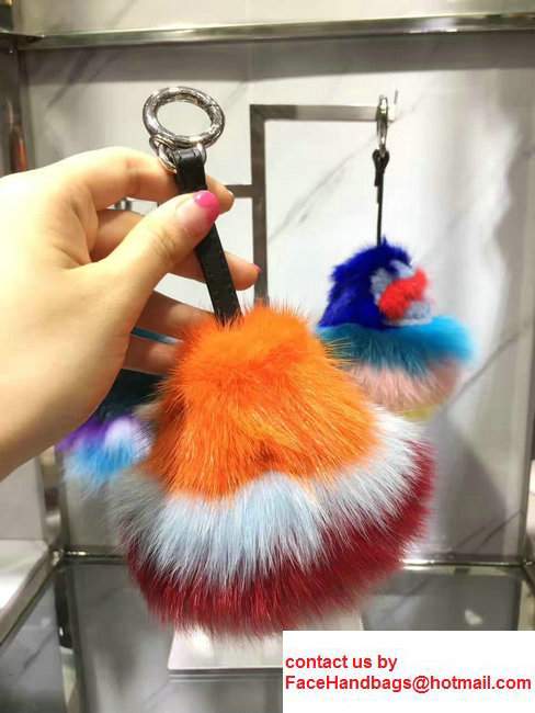 Fendi Multicolored Fur Bag Charm Yellow/Dark Green/Bluey/Pink 2017