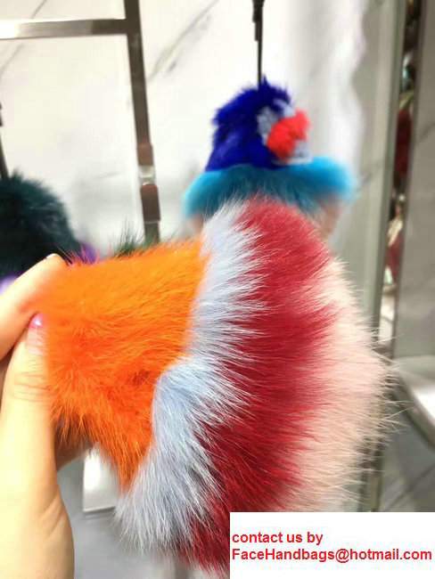 Fendi Multicolored Fur Bag Charm Yellow/Dark Green/Bluey/Pink 2017