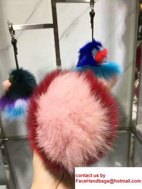 Fendi Multicolored Fur Bag Charm Yellow/Dark Green/Bluey/Pink 2017