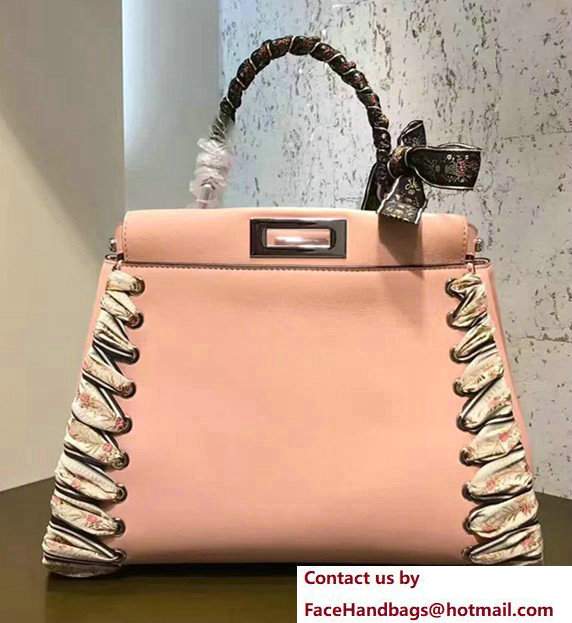 Fendi Regular Peekaboo Large Bag Perforated Leather Strap Pink 2017