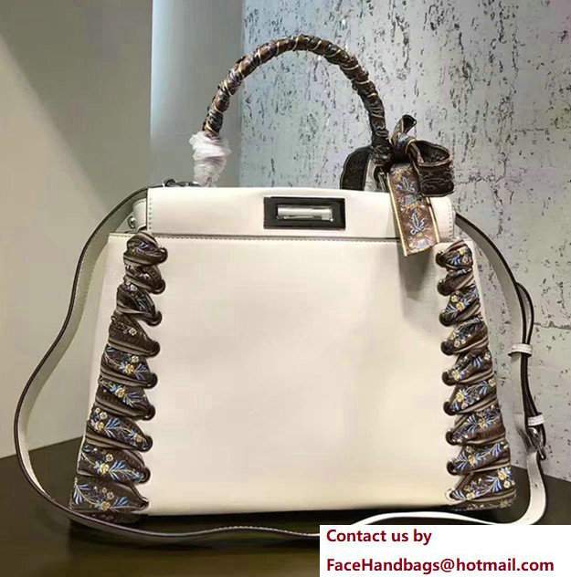 Fendi Regular Peekaboo Large Bag Perforated Leather Strap White 2017