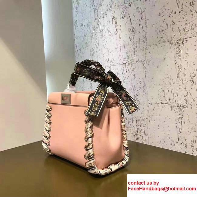 Fendi Regular Peekaboo Small Bag Perforated Leather Strap Pink 2017