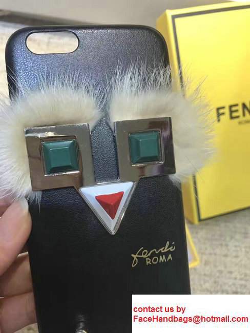 Fendi Robot With Mink Fur Iphone Cover Black 2017