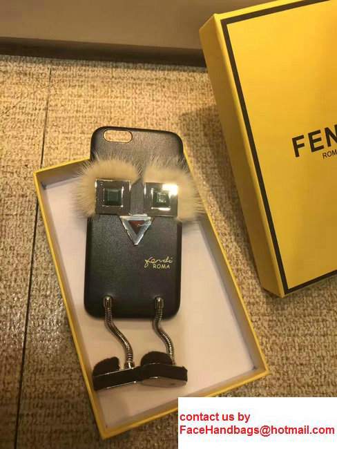 Fendi Robot With Mink Fur Iphone Cover Black 2017