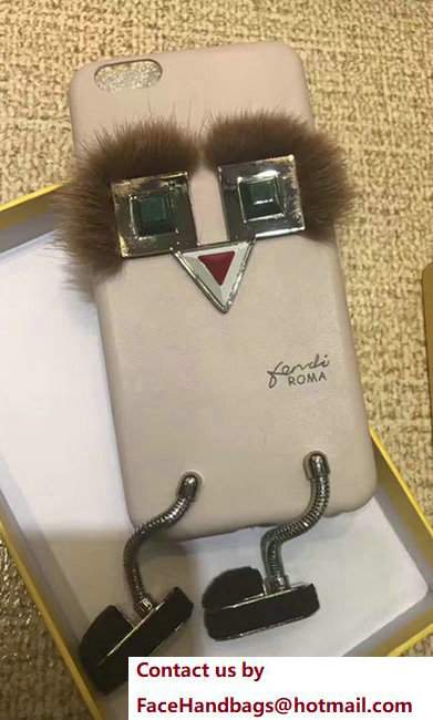 Fendi Robot With Mink Fur Iphone Cover White 2017