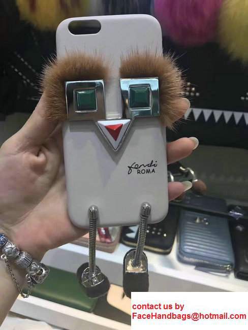 Fendi Robot With Mink Fur Iphone Cover White 2017