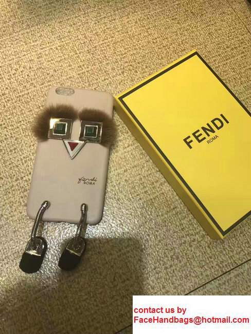 Fendi Robot With Mink Fur Iphone Cover White 2017