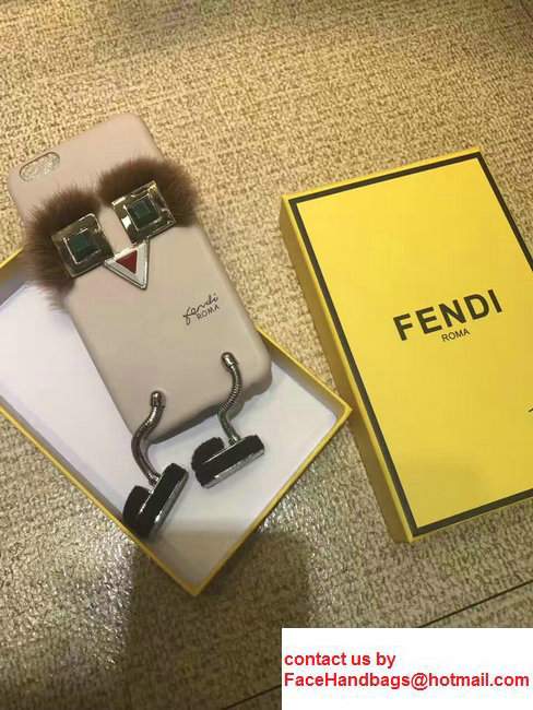 Fendi Robot With Mink Fur Iphone Cover White 2017