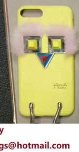 Fendi Robot With Mink Fur Iphone Cover Yellow 2017