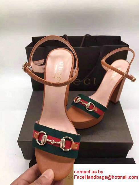 Gucci Heel 13cm Horsebit Detail Web With Platform Leather Scandal Brown 2017