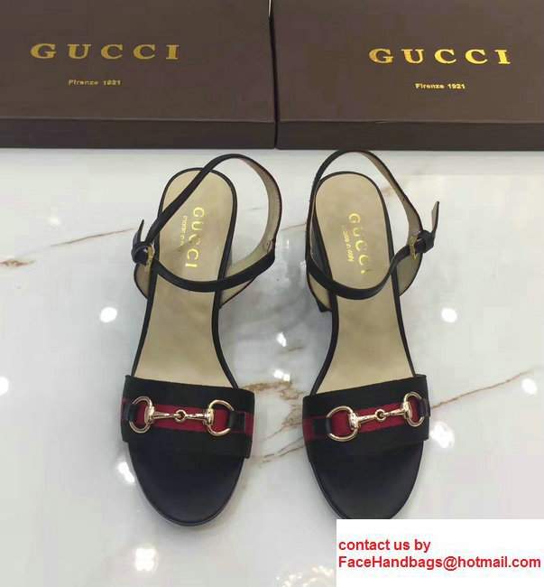 Gucci Heel 6cm Horsebit Detail Web Leather Scandals Black2017