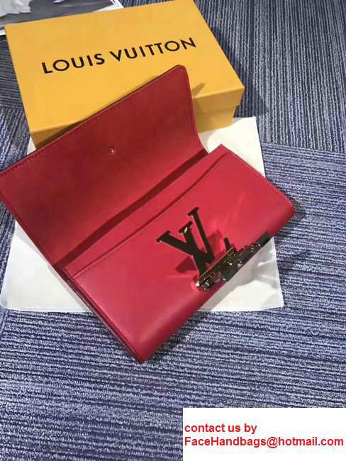 Louis Vuitton Calfskin Louise Initials Clasp Evening Clutch M42036 Red 2017