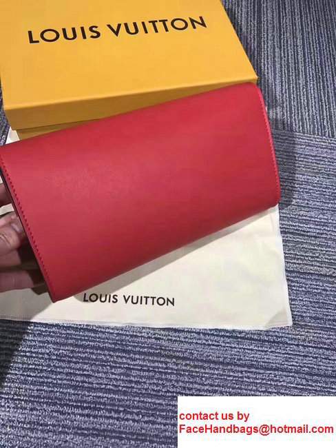 Louis Vuitton Calfskin Louise Initials Clasp Evening Clutch M42036 Red 2017