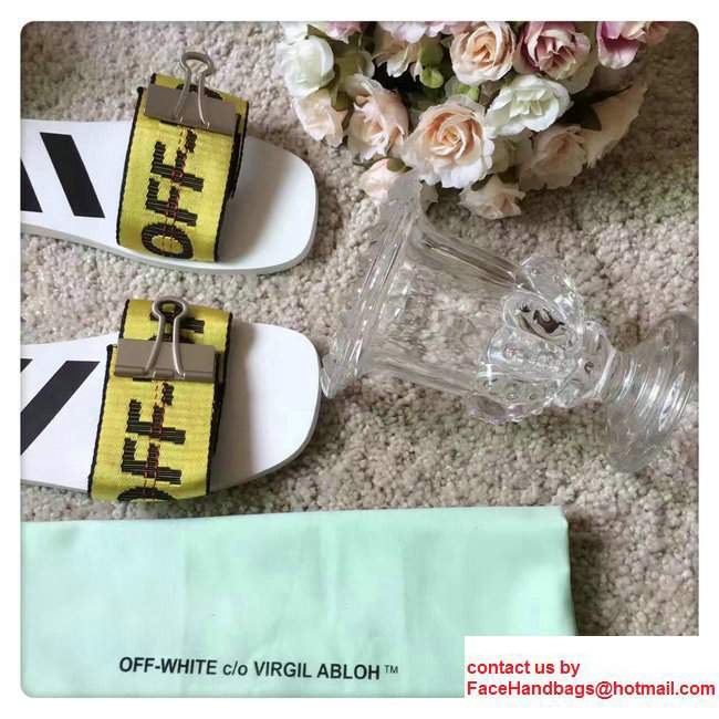 Off White Calfskin Clamp Strap Clasp Detail Slipper White 2017