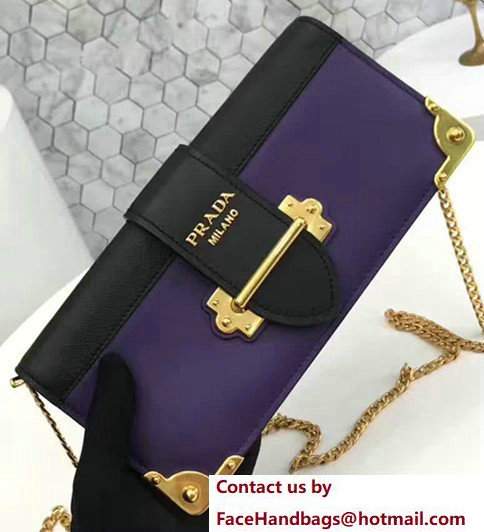 Prada Cahier Calf Leather And Saffiano Leather Clutch Bag 1BF048 Purple/Black 2017