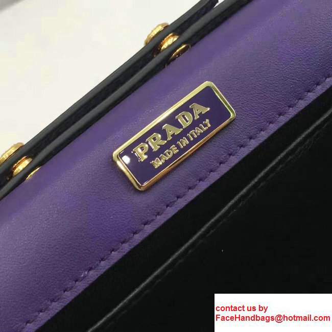 Prada Cahier Calf Leather And Saffiano Leather Clutch Bag 1BF048 Purple/Black 2017