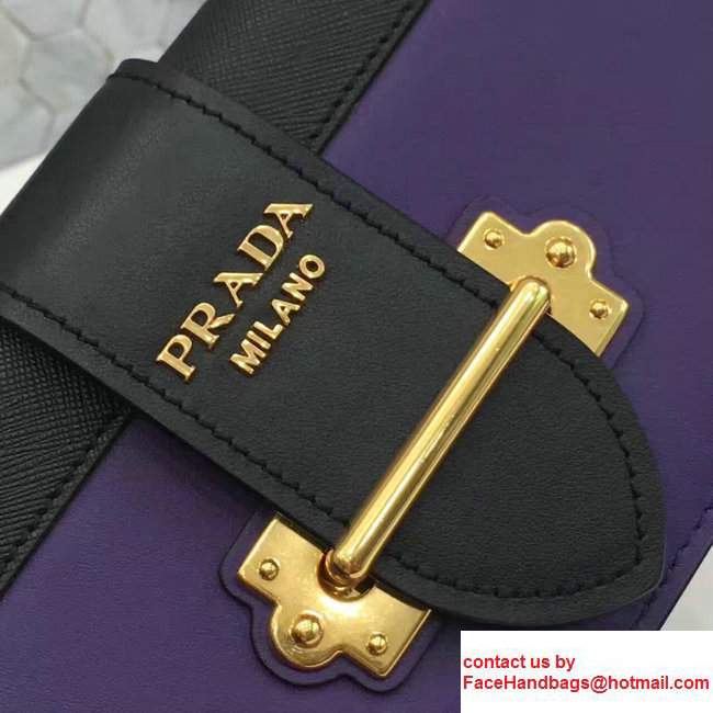 Prada Cahier Calf Leather And Saffiano Leather Clutch Bag 1BF048 Purple/Black 2017