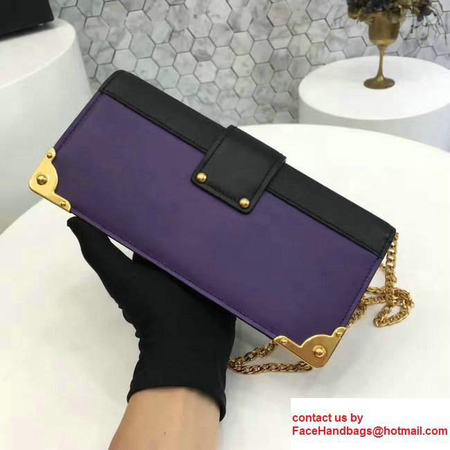 Prada Cahier Calf Leather And Saffiano Leather Clutch Bag 1BF048 Purple/Black 2017