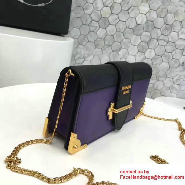 Prada Cahier Calf Leather And Saffiano Leather Clutch Bag 1BF048 Purple/Black 2017