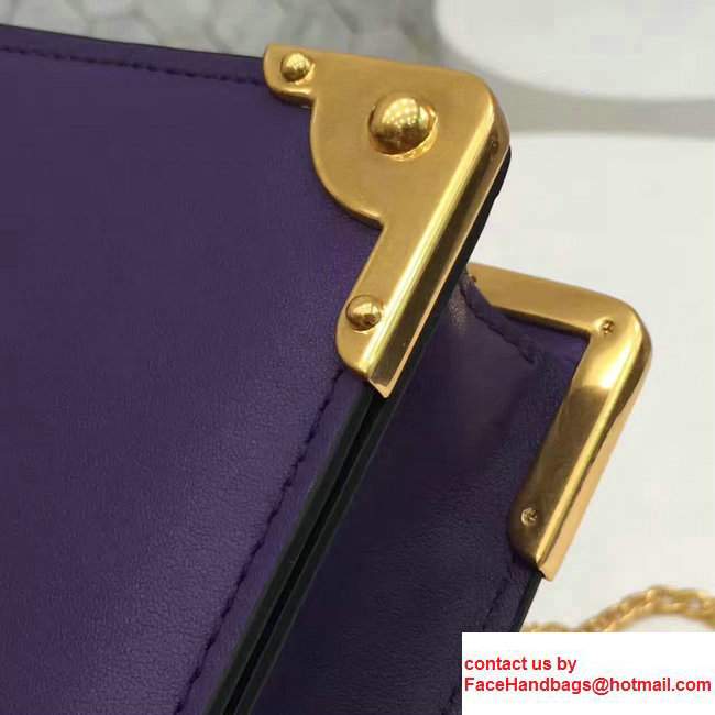 Prada Cahier Calf Leather And Saffiano Leather Clutch Bag 1BF048 Purple/Black 2017