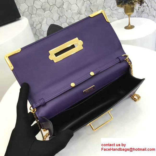 Prada Cahier Calf Leather And Saffiano Leather Clutch Bag 1BF048 Purple/Black 2017