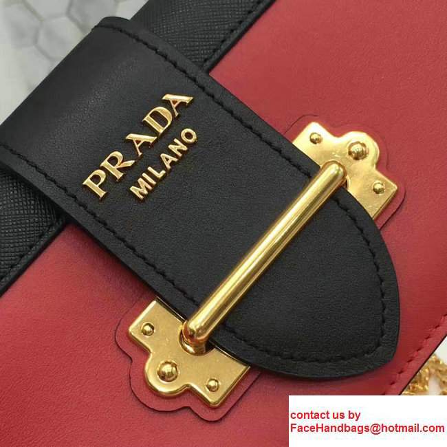 Prada Cahier Calf Leather And Saffiano Leather Clutch Bag 1BF048 Red/Black 2017