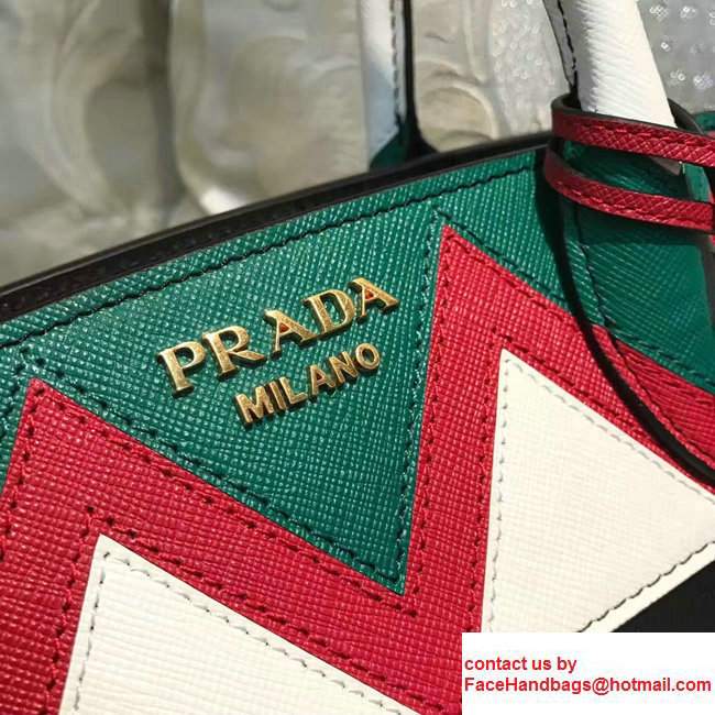 Prada Esplanade Saffiano Calfskin Leather Tote Bag 1BA046 Black/Red/Green 2017