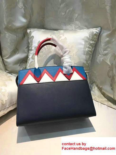 Prada Esplanade Saffiano Calfskin Leather Tote Bag 1BA046 Navy Blue/Blue/Red 2017