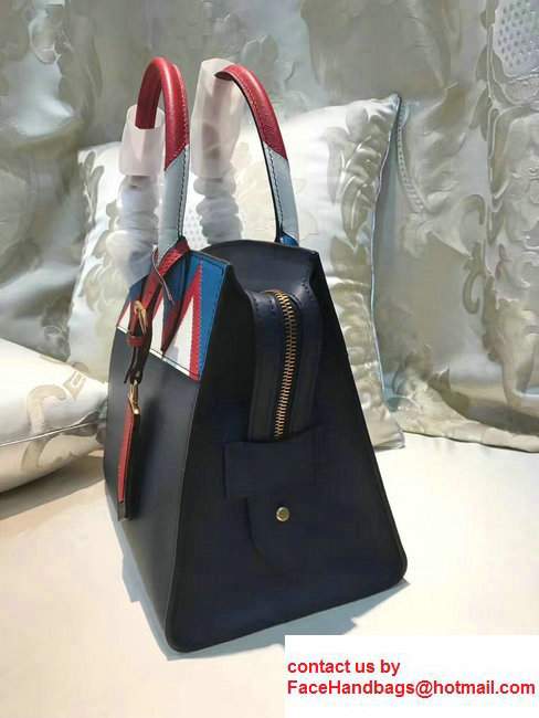 Prada Esplanade Saffiano Calfskin Leather Tote Bag 1BA046 Navy Blue/Blue/Red 2017