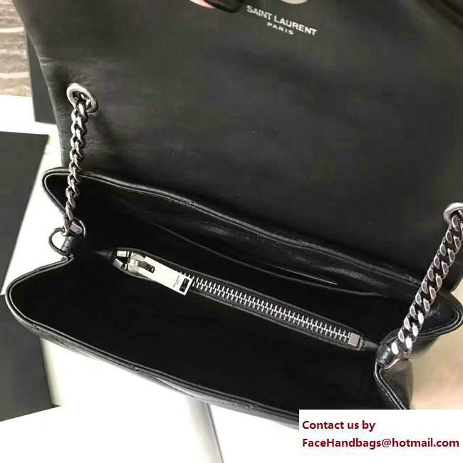 Saint Laurent Monogram Charms Matelasse Crystal Trim Chain Medium Flap Bag 470831 Black 2017