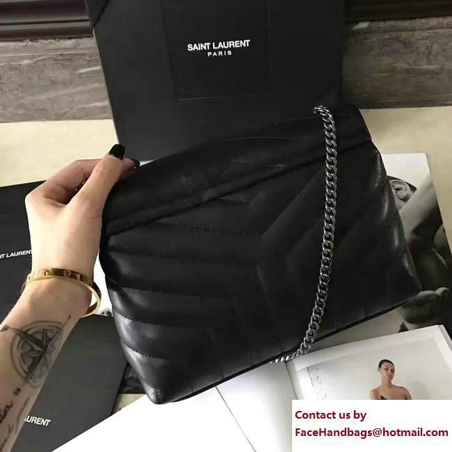 Saint Laurent Monogram Charms Matelasse Crystal Trim Chain Medium Flap Bag 470831 Black 2017